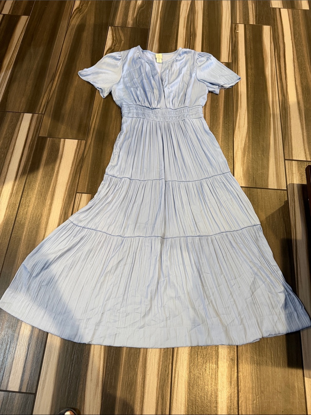 Joie Light Blue Tiered Maxi Dress with Smocked Waist